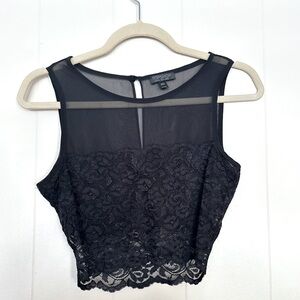Topshop | Sheer Lace Black Crop Top (2)